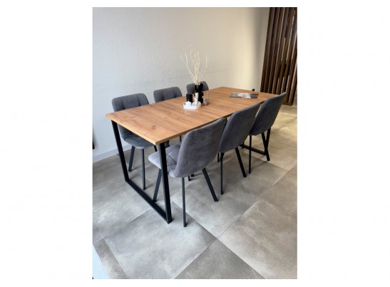 Деревянный стол Лиман 117 (157) x 77 дуб крафт золотой / черный матовый в Набережных Челнах