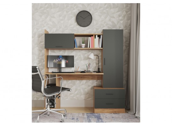 Компьютерный стол Бишоп 7 153х59х160 дуб крафт золотой / антрацит в Набережных Челнах