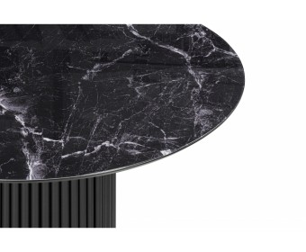 Стеклянный стол Барел 110 черный мрамор / черная пленка / черный