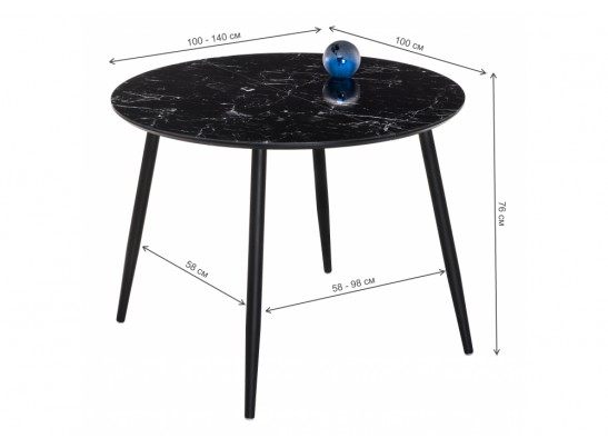 Стеклянный стол Кловис мрамор черный / черный в Набережных Челнах