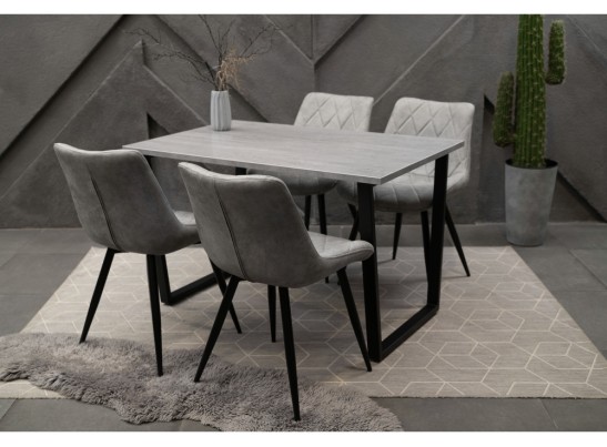 Деревянный стол Лота Лофт 120х75 бетон светлый / черный матовый в Набережных Челнах