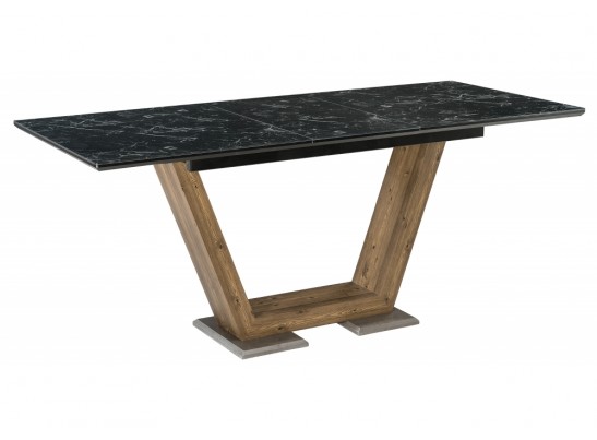 Стол на тумбе Иматра мрамор черный / черная шагрень в Набережных Челнах