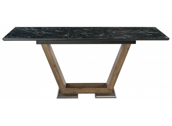 Стол на тумбе Иматра мрамор черный / черная шагрень в Набережных Челнах