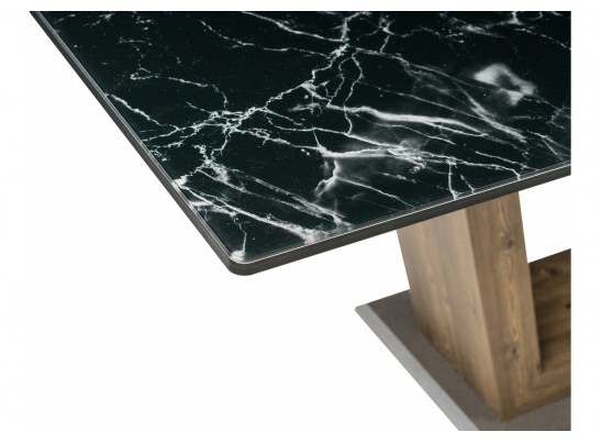Стол на тумбе Иматра мрамор черный / черная шагрень в Набережных Челнах