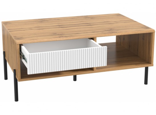 Журнальный столик Кензо 72.21 дуб вотан / белый глянец снег в Набережных Челнах