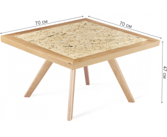 Журнальный столик SHT-S39  70 / 70 дуб / OSB прозрачный лак