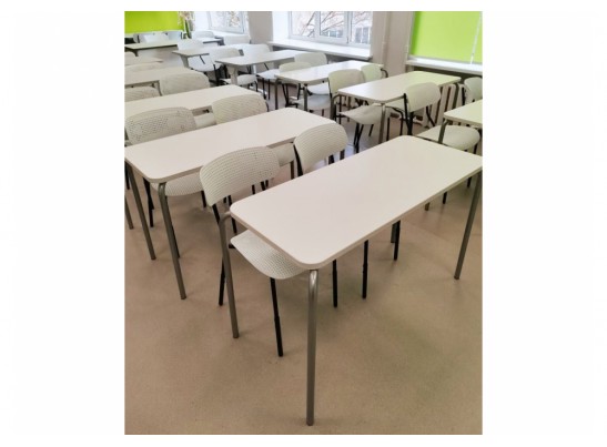 Деревянный стол SHT-T35 70/50 белый матовый / хром лак в Набережных Челнах