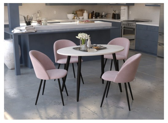 Деревянный стол SHT-TU14/120-80 МДФ овальный черный муар / бетон крем в Набережных Челнах