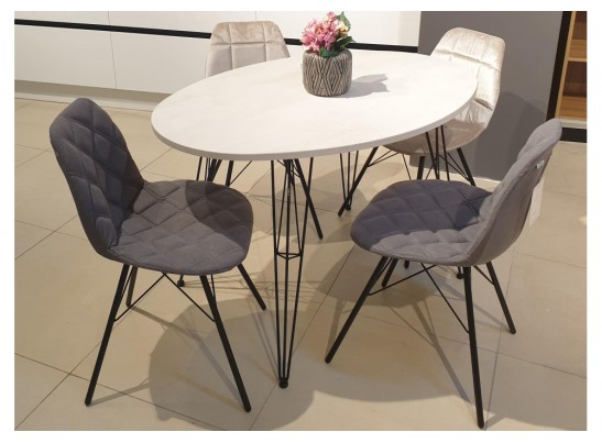 Деревянный стол SHT-TU10/120-80 МДФ овальный черный муар / бетон крем в Набережных Челнах