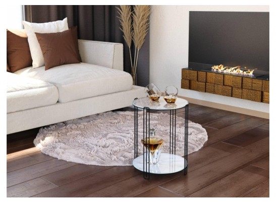 Кофейный столик SHT-CT34 белый мрамор / черный муар в Набережных Челнах