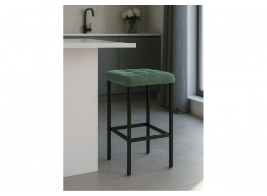 Барный стул Лофт микровелюр катания изумруд / черный матовый