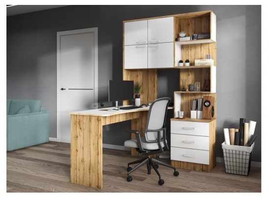 Компьютерный стол Ганор левый дуб вотан / белый в Набережных Челнах