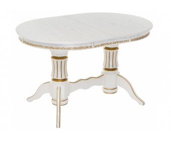 Деревянный стол Герцог молочный / золотая патина