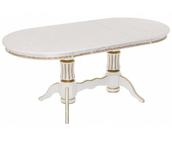 Деревянный стол Герцог молочный / золотая патина