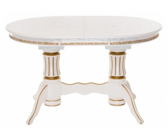 Деревянный стол Герцог молочный / золотая патина