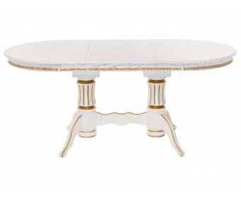 Деревянный стол Герцог молочный / золотая патина