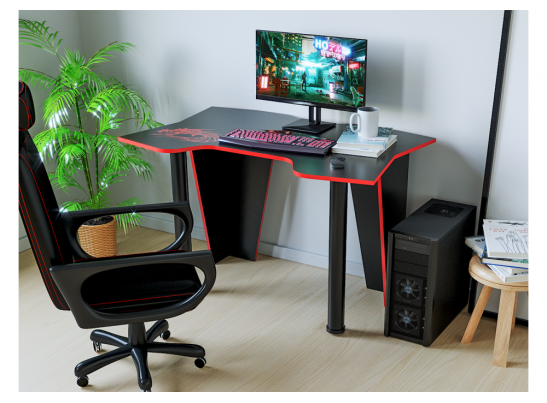 Компьютерный стол Алид 115,5х77х73,5 черный / красный в Набережных Челнах