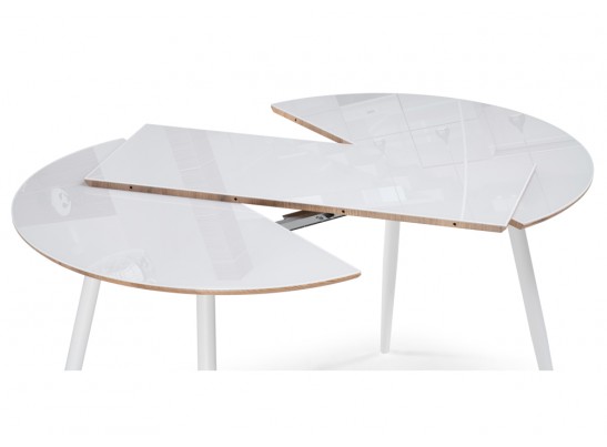 Стеклянный стол Абилин 100(140)х100х76 ультра белое стекло / дуб вотан / белый матовый в Набережных Челнах