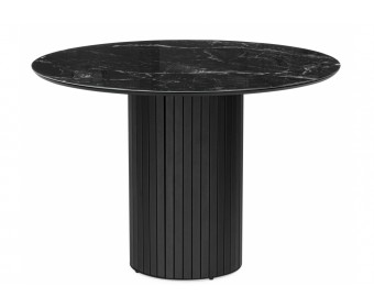 Стеклянный стол Гравент 110 черный мрамор / черная пленка / черный