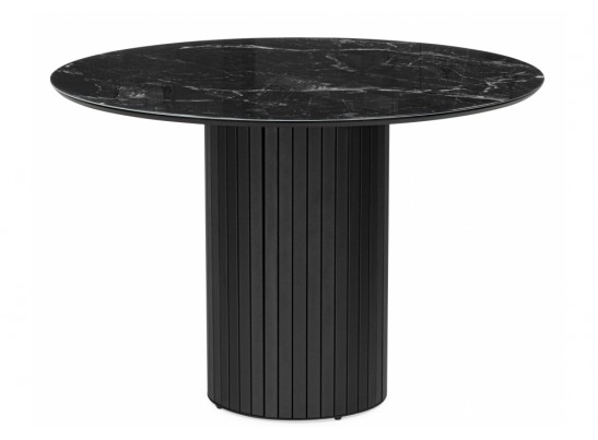 Стеклянный стол Гравент 110 черный мрамор / черная пленка / черный