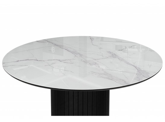 Стеклянный стол Гравент 110 кристл белый мрамор / черный