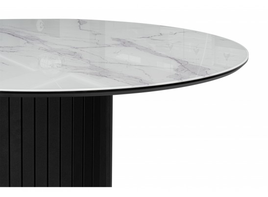 Стеклянный стол Гравент 110 кристл белый мрамор / черный