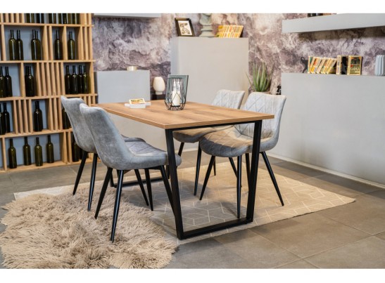 Деревянный стол Лота Лофт 140х80 черный матовый / дуб крафт золотой в Набережных Челнах