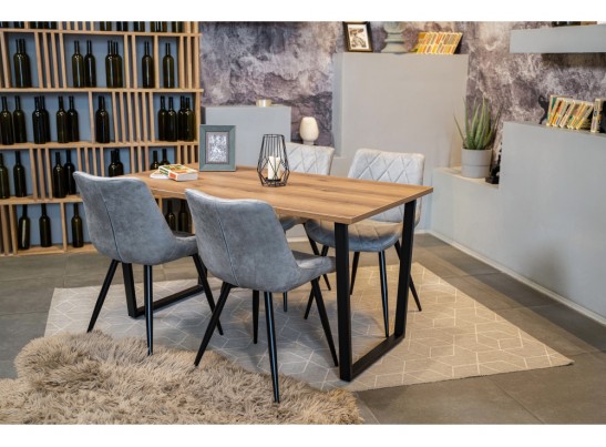 Деревянный стол Лота Лофт 140х80 черный матовый / дуб крафт золотой в Набережных Челнах