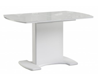 Стол на тумбе Палмер 120 белый / белое стекло