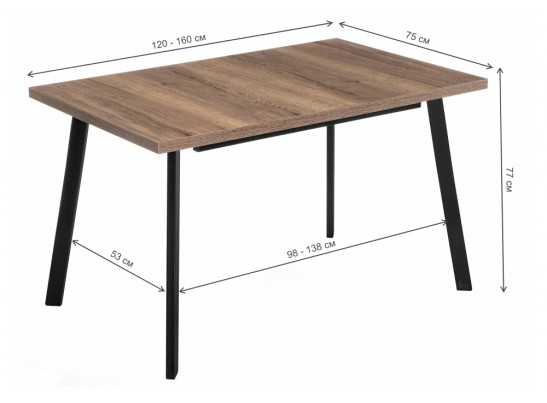 Стол Цефей дуб велингтон / черный матовый в Набережных Челнах