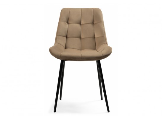 Стул на металлокаркасе Келми микровелюр светло-бежевый / черный глянец в Набережных Челнах