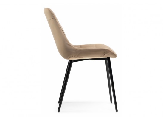 Стул на металлокаркасе Келми микровелюр светло-бежевый / черный глянец в Набережных Челнах