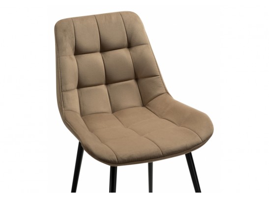 Стул на металлокаркасе Келми микровелюр светло-бежевый / черный глянец в Набережных Челнах