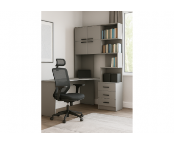 Компьютерный стол Эльброни левый шиншилла серая