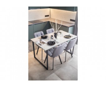 Деревянный стол Лиман 140 х 80 бетон светлый / черный матовый