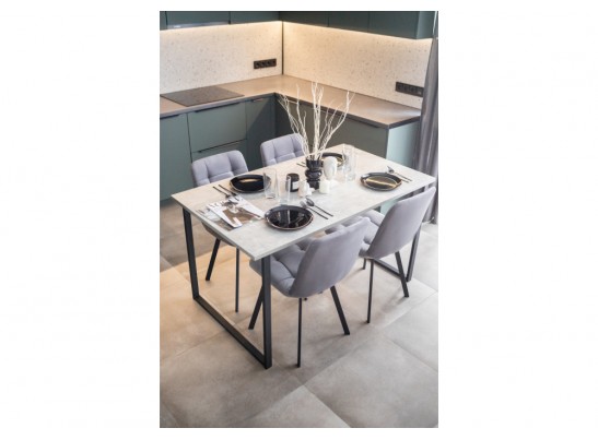 Деревянный стол Лиман 140 х 80 бетон светлый / черный матовый в Набережных Челнах