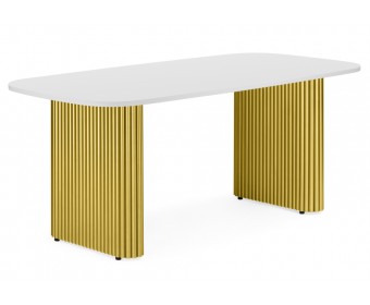 Деревянный стол Бавария B 160 х 90 белая пленка шагрень / золото