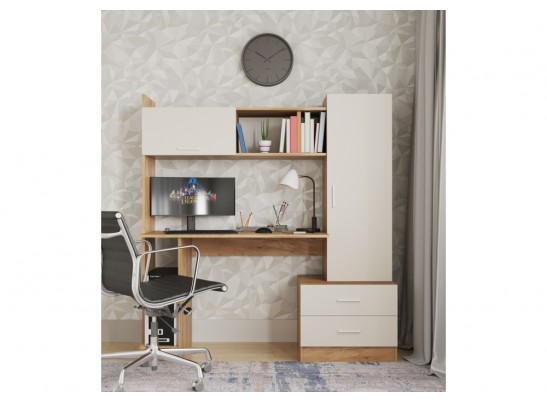 Компьютерный стол Бишоп 7 153х59х160 дуб крафт золотой / кашемир в Набережных Челнах