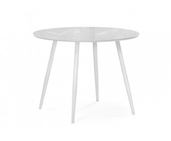 Стеклянный стол Абилин 90х76 ультра белое стекло / белый матовый
