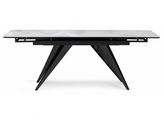 Стеклянный стол Дарвин 140(200)х80 белый мрамор / черный в Набережных Челнах
