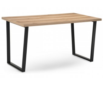 Стол Лота Лофт 140х80х75 25 мм черный матовый / дуб делано светлый
