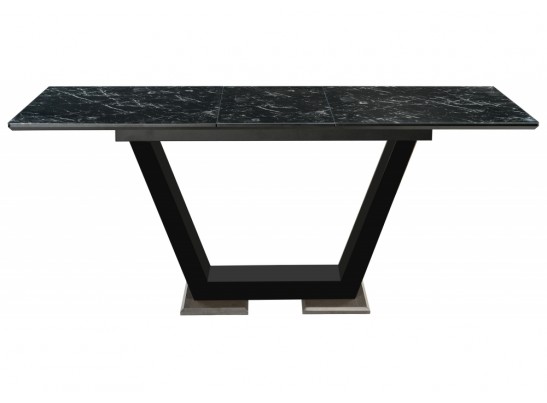 Стол на тумбе Иматра 140(180)х80х76 черный мрамор / черная шагрень / камень в Набережных Челнах