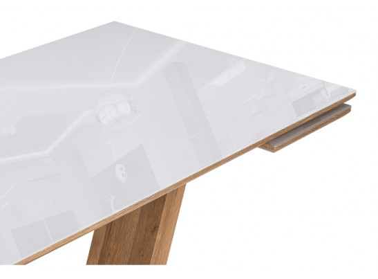 Стол на тумбе Конор 140(200)х80х73 белый / дуб вотан в Набережных Челнах