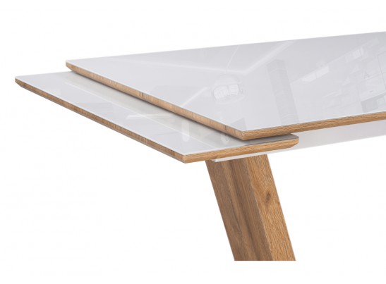 Стол на тумбе Конор 140(200)х80х73 белый / дуб вотан в Набережных Челнах