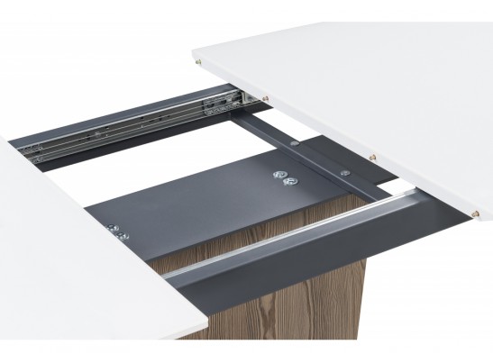 Стол на тумбе Теон 120 лиственница / белый / пластина серая в Набережных Челнах