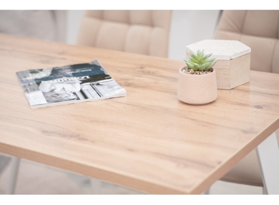 Стол Тринити Лофт 120 25 мм белый матовый / дуб делано светлый в Набережных Челнах