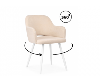 Стул на металлокаркасе Эолин 360 бежевый (glory 03) / белый