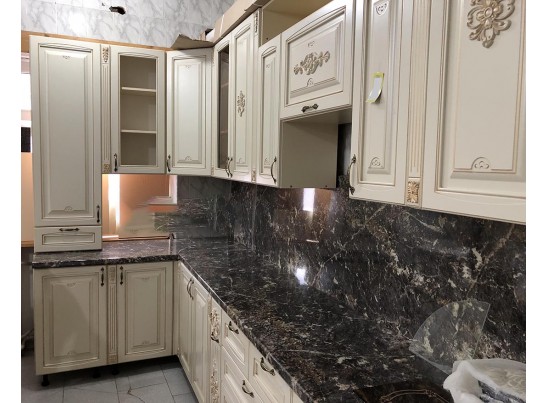 Кухня угловая Афина 8 (4,2*1,5 м) крем