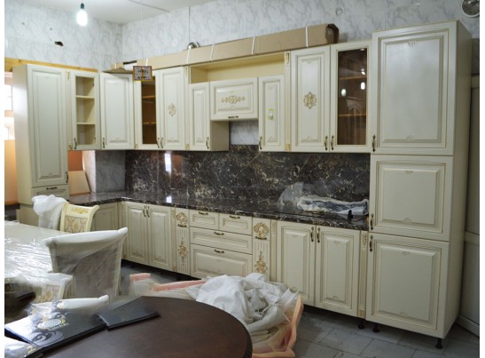 Кухня угловая Афина 8 (4,2*1,5 м) крем