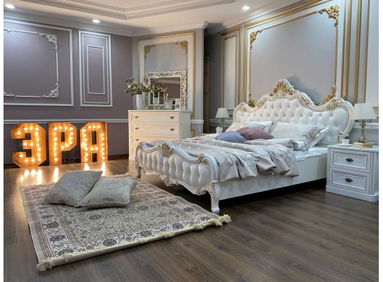 Кровать двуспальная с мягким изголовьем Натали 180, белая Кровать двуспальная с мягким изголовьем Натали 180, белая